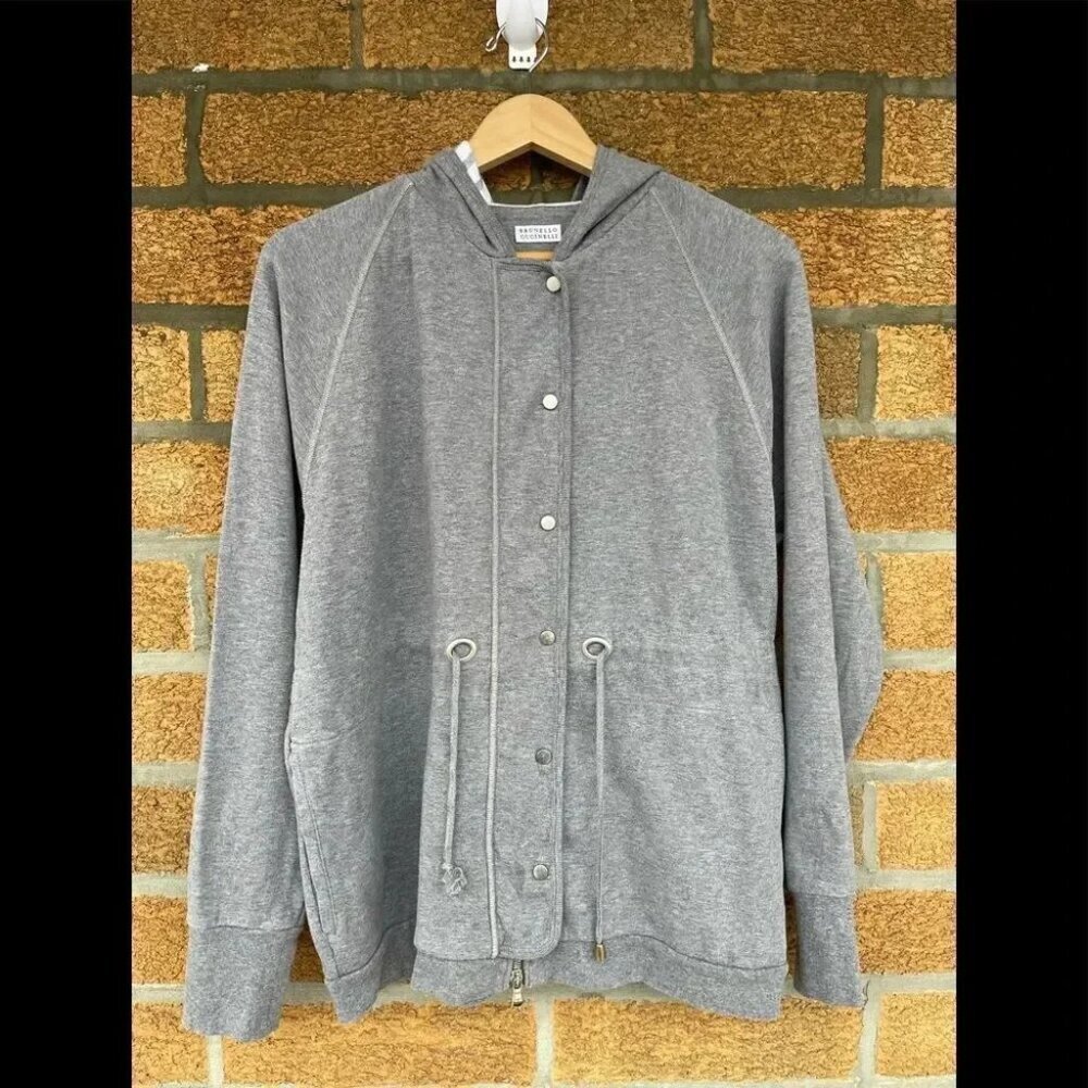 brunello cucinelli zip cotton hoodie jacket XL